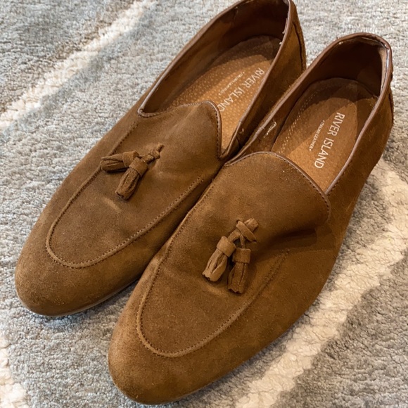 Mens River Island Tan Suede Loafer 